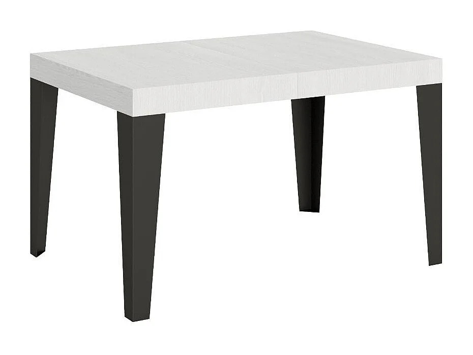 Mesa de comedor extensible Flavio-Color Blanco-Soporte 4 pies-Alargaderas -Ancho extensible