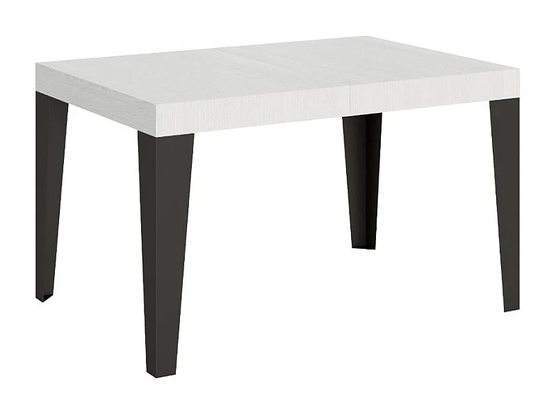 Mesa de comedor extensible Flavio-Color Blanco-Soporte 4 pies-Alargaderas -Ancho extensible