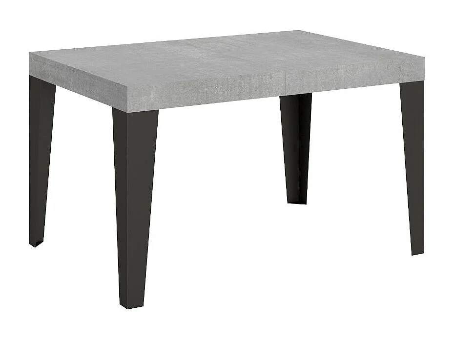 Mesa de comedor extensible Flavio-Color Gris cemento-Soporte 4 pies-Alargaderas -Ancho extensible