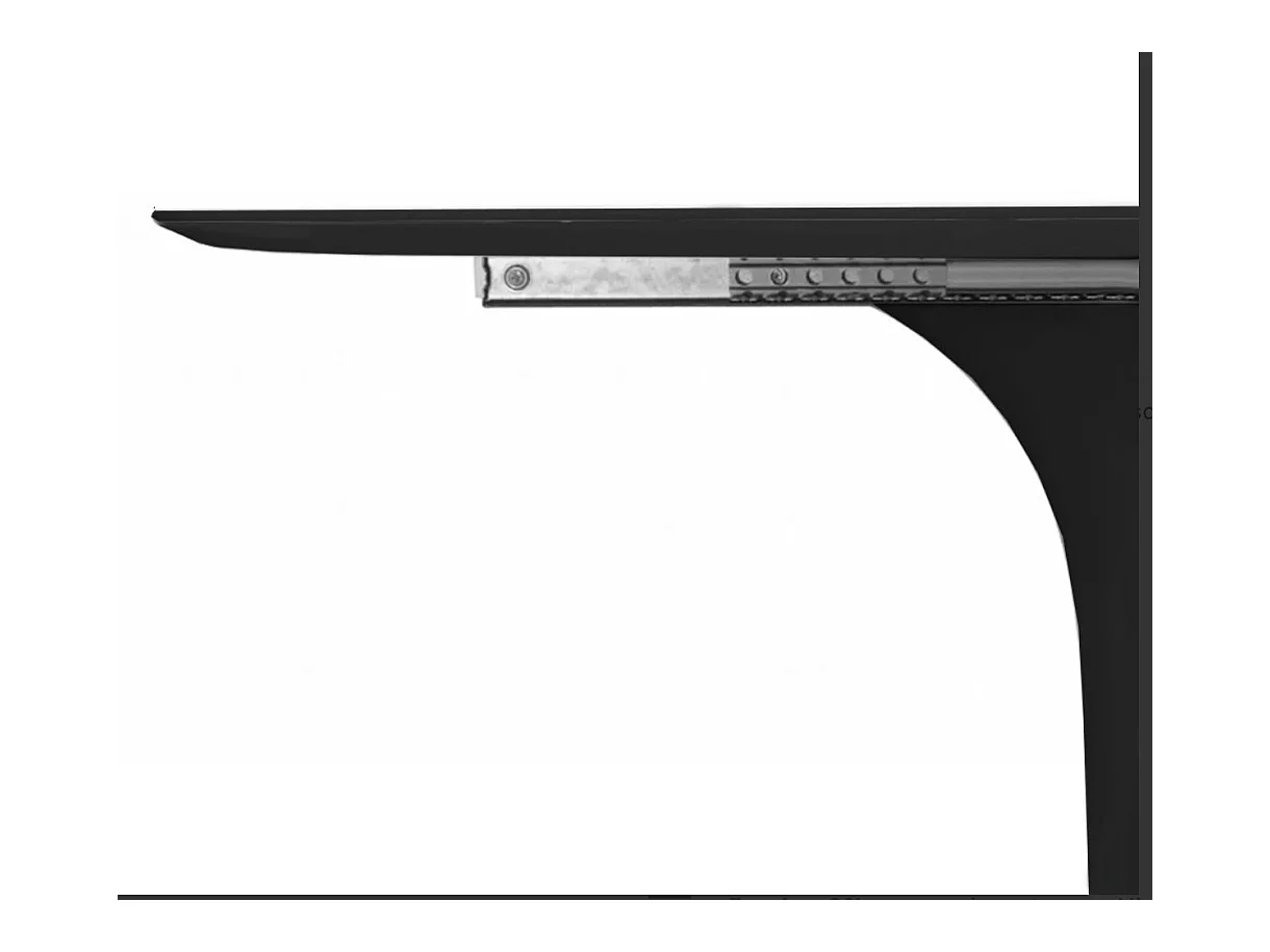 Table tulipe ovale extensible-Plateau Noir mat-Largeur 160/220 cm-Piètement Noir brillant