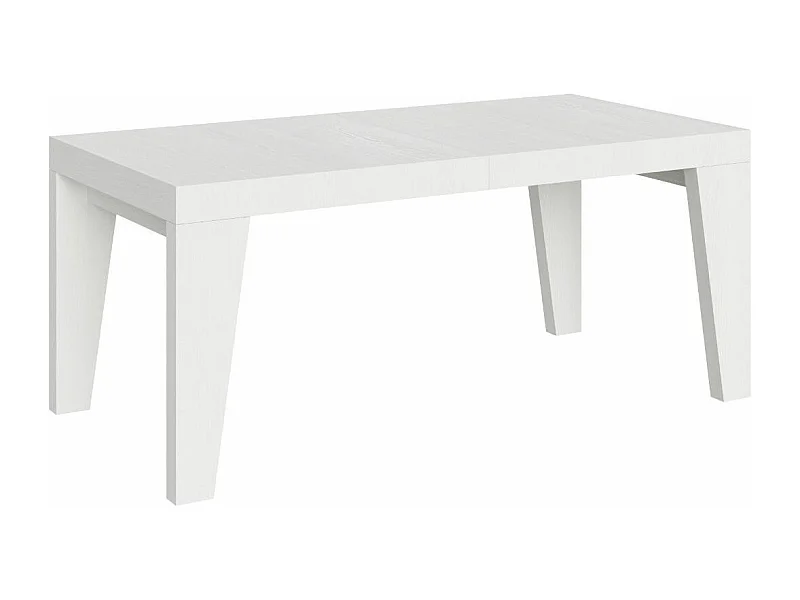 Mesa de comedor extensible de madera Naxo.-Color Blanco-Base y soporte con ruedas-Alargaderas -Ancho extensible