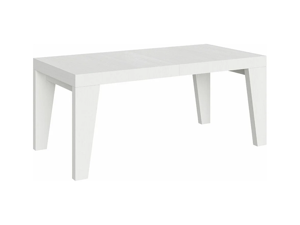 Naxo uitschuifbare houten eettafel-Kleur Wit-Voet en steun op zwenkwielen-Verlengsnoeren -Uitschuifbare breedte