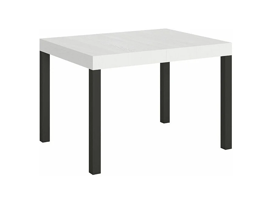 Table à manger extensible Karry-Couleur Blanc-4 pieds-120 à 204cm