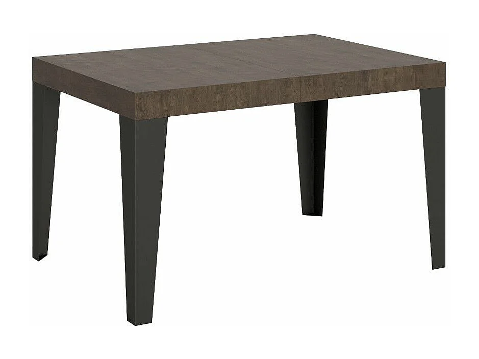 Table à manger extensible Flavio-Couleur Marron-4 pieds-2 rallonges fines-130 à 234cm