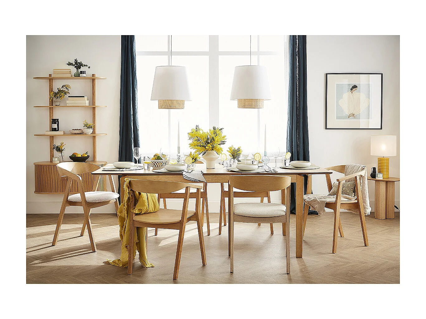 Mesa extensible rectangular de fresno 160-210 cm BONAVISTA