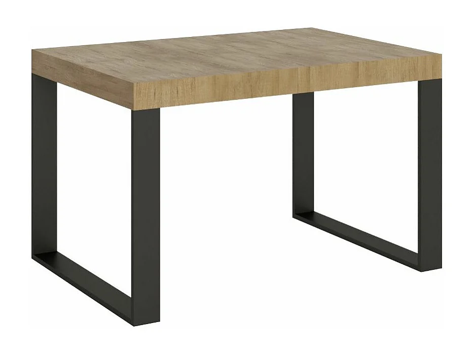 Table à manger extensible Tiroz-Couleur Naturel-4 pieds-2 rallonges épaisses-140 à 244cm