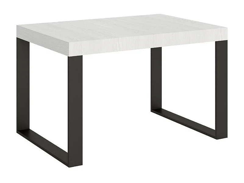 Table à manger extensible Tiroz-Couleur Blanc-4 pieds-5 rallonges épaisses-130 à 390cm
