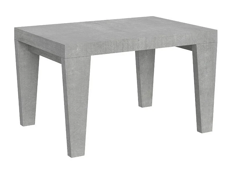 Table à manger extensible bois pieds en V Kristo-Couleur Gris ciment-Sur roulettes-2 rallonges fines-130 à 234cm