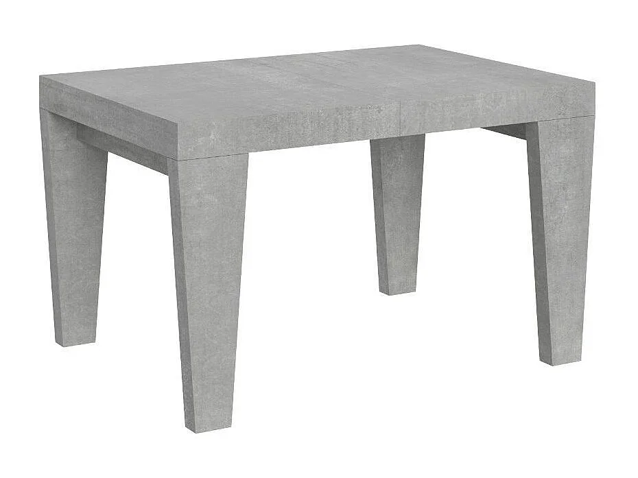 Table à manger extensible bois pieds en V Kristo-Couleur Gris ciment-Sur roulettes-2 rallonges fines-130 à 234cm