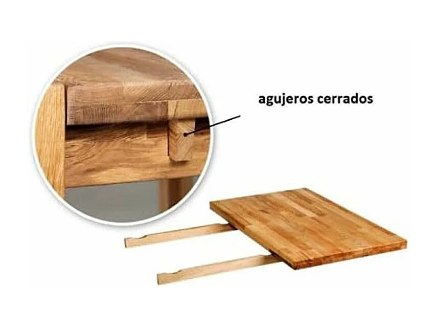 Mesa extensible Ritza de madera maciza de roble de 140 a 190 cm