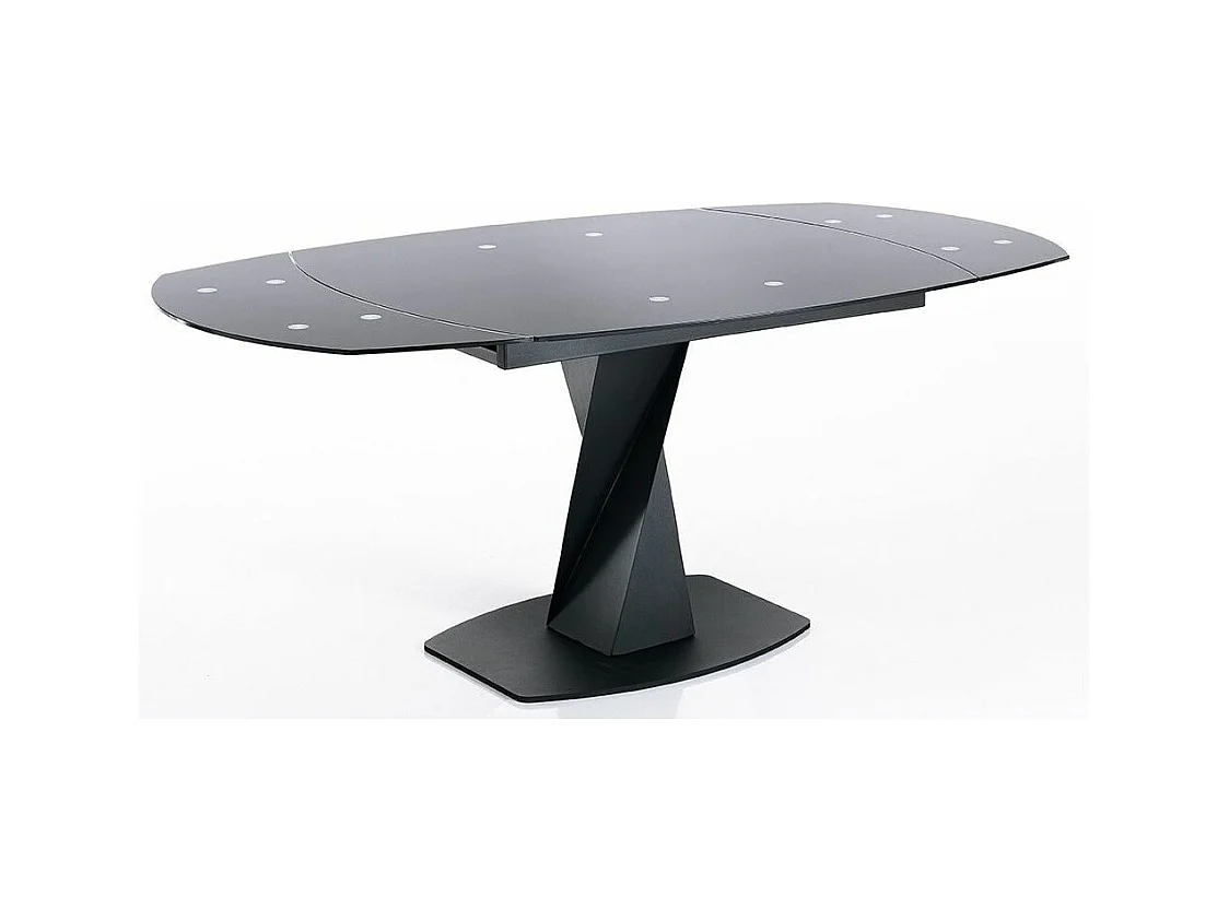 Ovale uitschuifbare tafel van staal en gehard glas Aline L 105/165 cm