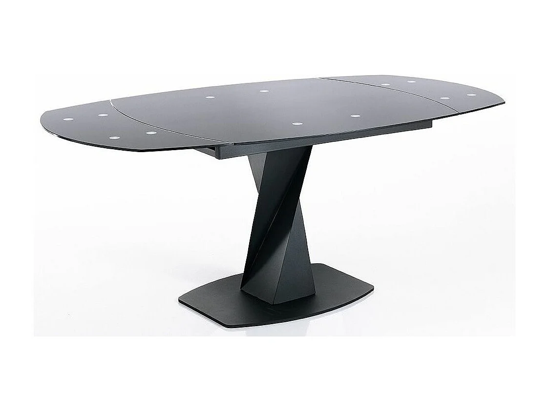 Table ovale extensible acier et verre trempé Aline L 105-165cm