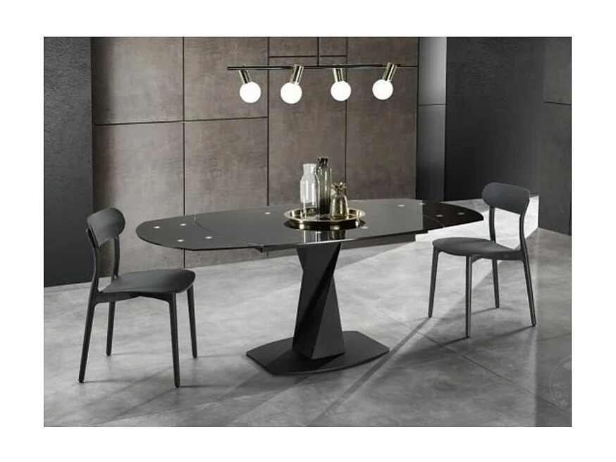 Table ovale extensible acier et verre trempé Aline L 105-165cm