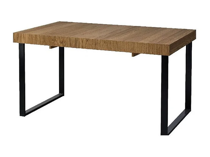 Table extensible en bois de chêne miel et acier noir Mazora 160 à 220cm
