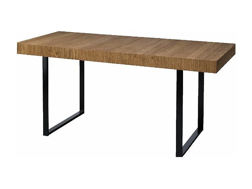 Table extensible en bois de chêne miel et acier noir Mazora 160 à 220cm