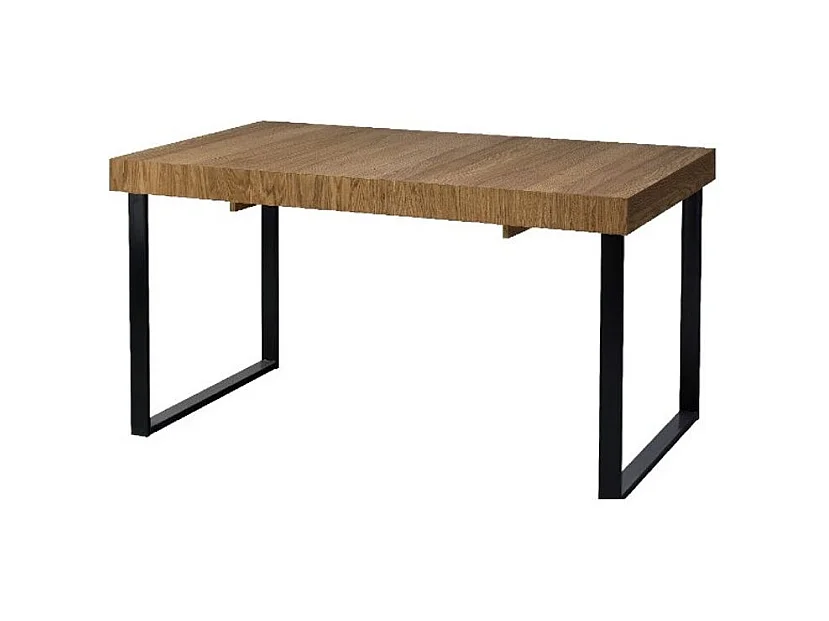 Table extensible en bois de chêne miel et acier noir Mazora 160 à 220cm