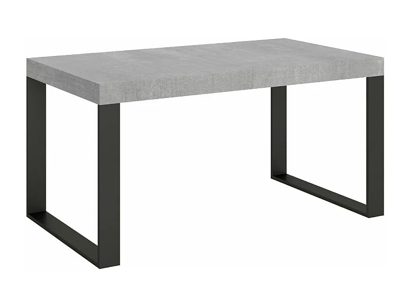Table à manger extensible Tiroz-Couleur Gris ciment-4 pieds-5 rallonges fines-160 à 420cm