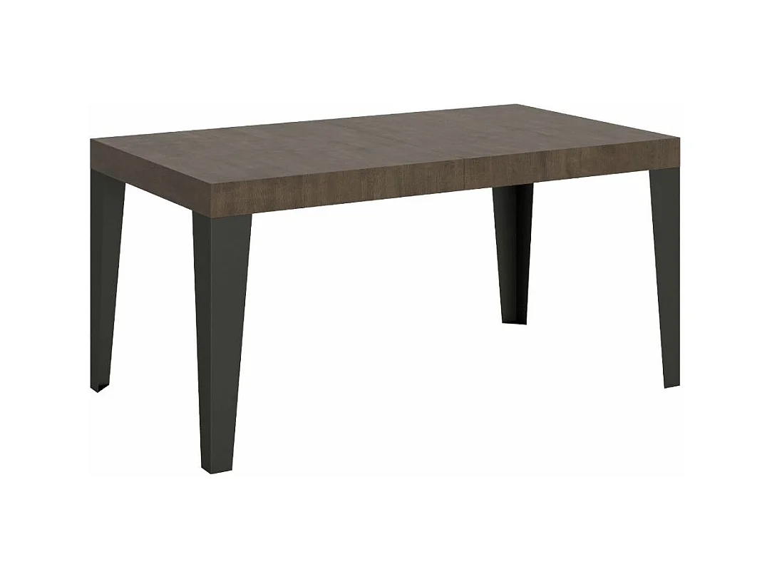Table à manger extensible Flavio-Couleur Marron-4 pieds-5 rallonges fines-160 à 420cm