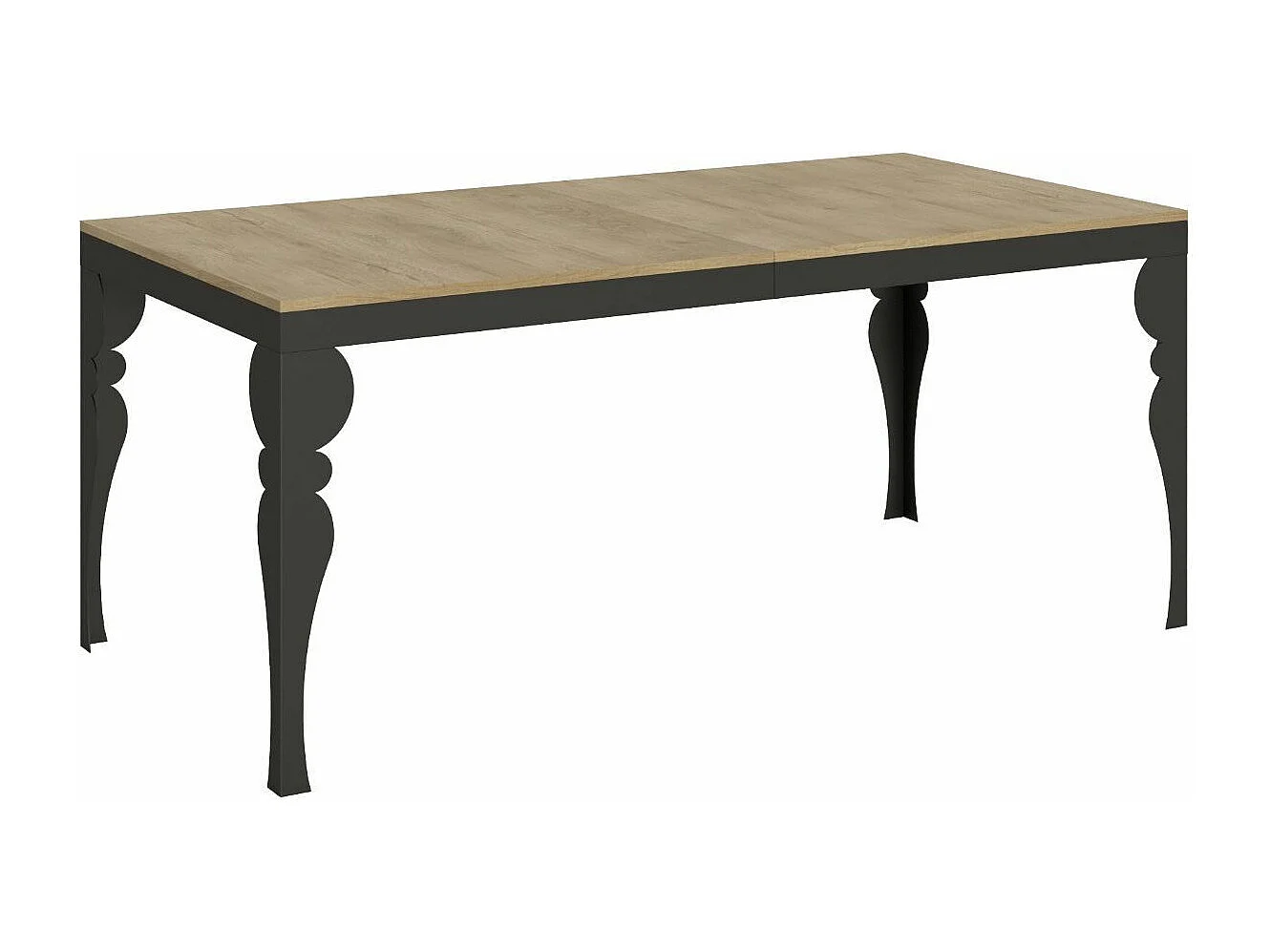 Table extensible pieds acier anthracite Torza evolution-Couleur Naturel-4 pieds-120 à 224cm
