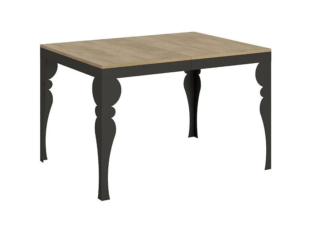 Table extensible pieds acier anthracite Torza evolution-Couleur Naturel-4 pieds-120 à 224cm