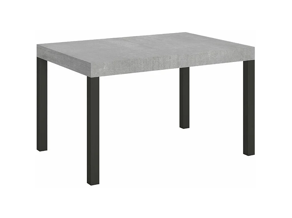 Mesa de comedor extensible Karry-Color Gris cemento-Soporte 4 pies-Ancho extensible