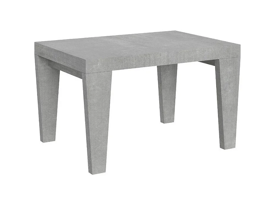 Table à manger extensible bois pieds en V Kristo-Couleur Gris ciment-4 pieds-2 rallonges fines-140 à 244cm