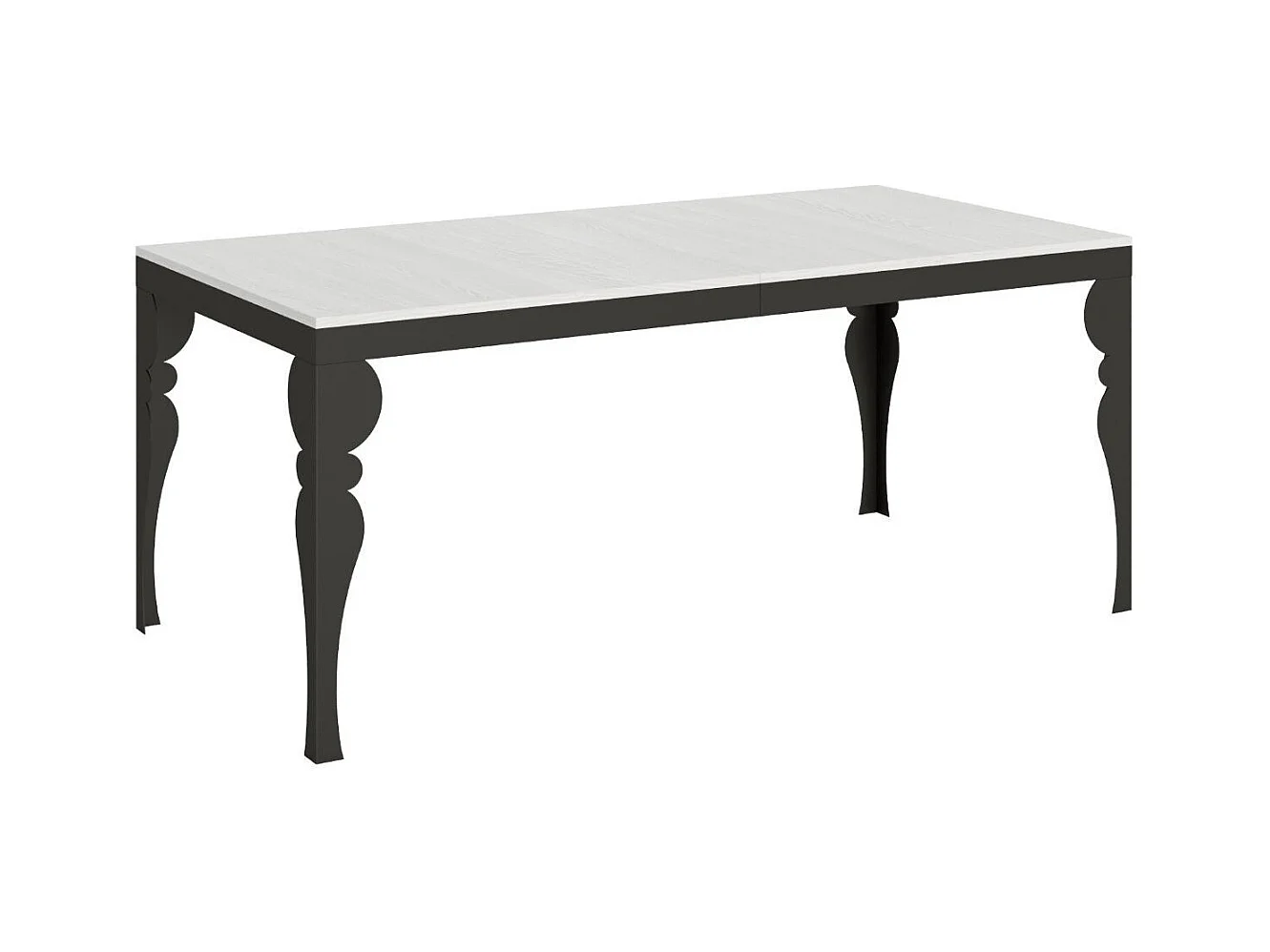 Table extensible pieds acier anthracite Torza evolution-Couleur Blanc-4 pieds-180 à 284cm