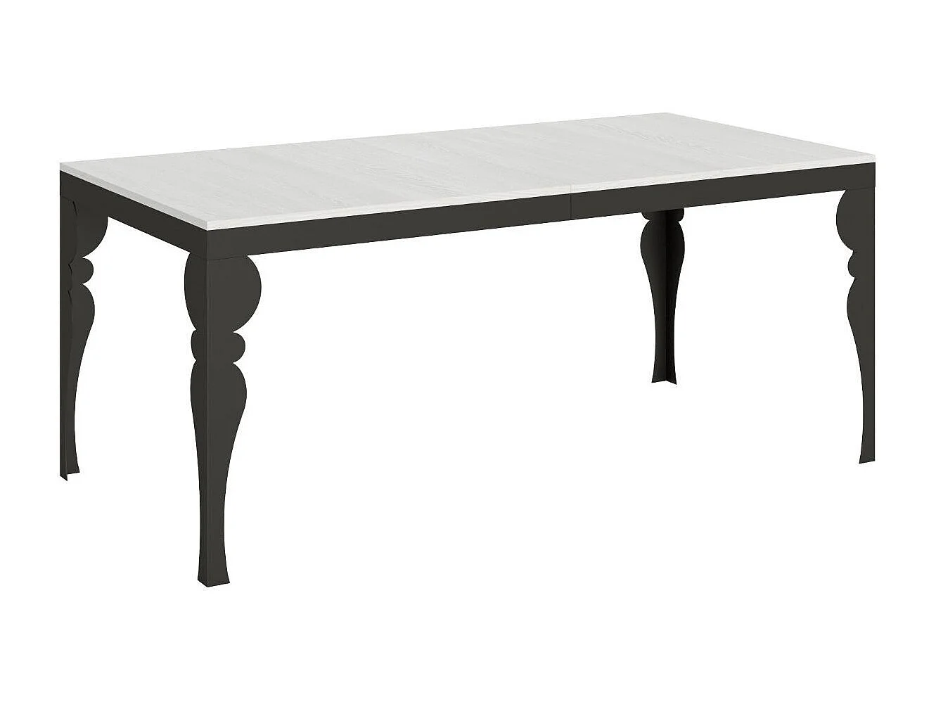 Table extensible pieds acier anthracite Torza evolution-Couleur Blanc-4 pieds-180 à 284cm