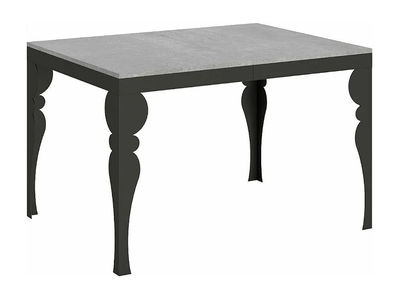 Table extensible pieds acier anthracite Torza evolution-Couleur Gris ciment-4 pieds-120 à 380cm