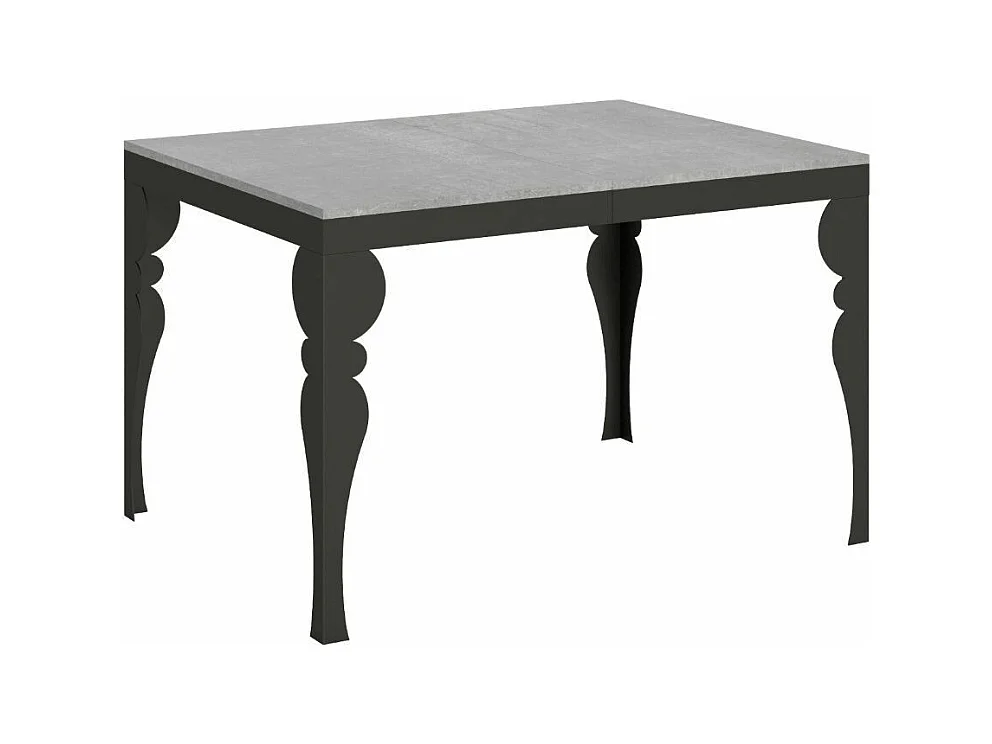 Table extensible pieds acier anthracite Torza evolution-Couleur Gris ciment-4 pieds-120 à 380cm