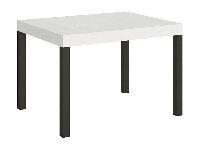 Table à manger extensible Karry-Couleur Blanc-Sur roulettes-120 à 204cm