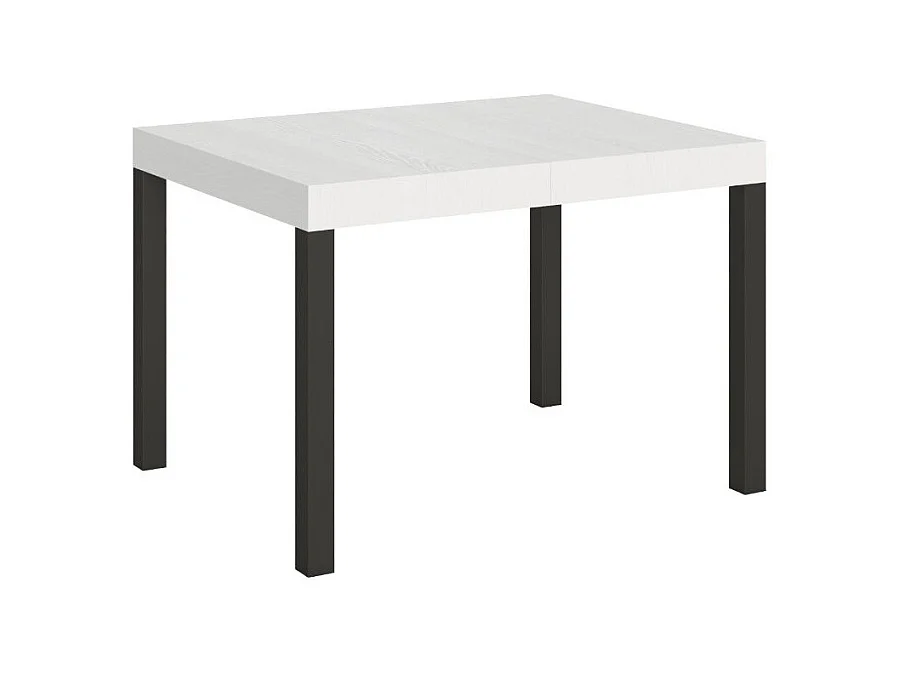 Table à manger extensible Karry-Couleur Blanc-Sur roulettes-120 à 204cm