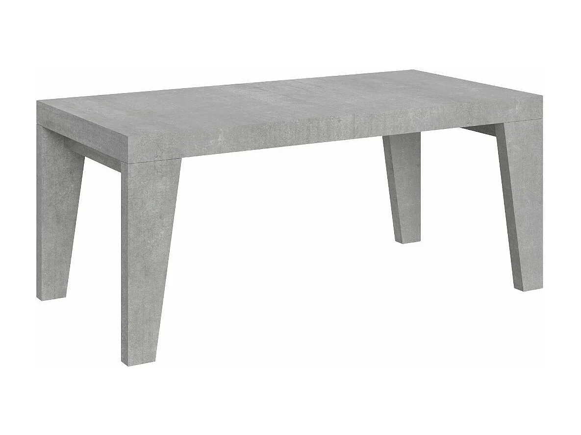 Table à manger extensible bois Naxo-Couleur Gris ciment-4 pieds-5 rallonges fines-180 à 440cm