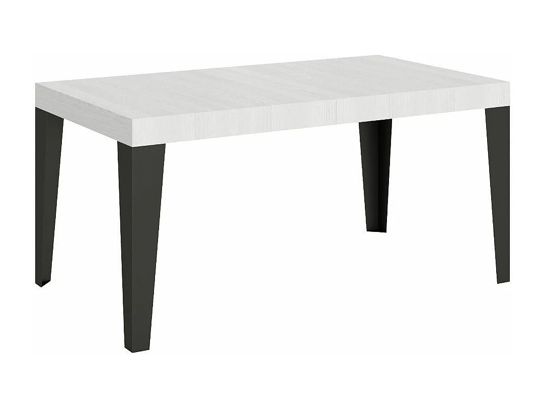 Mesa de comedor extensible Flavio-Color Blanco-Soporte 4 pies-Alargaderas -Ancho extensible
