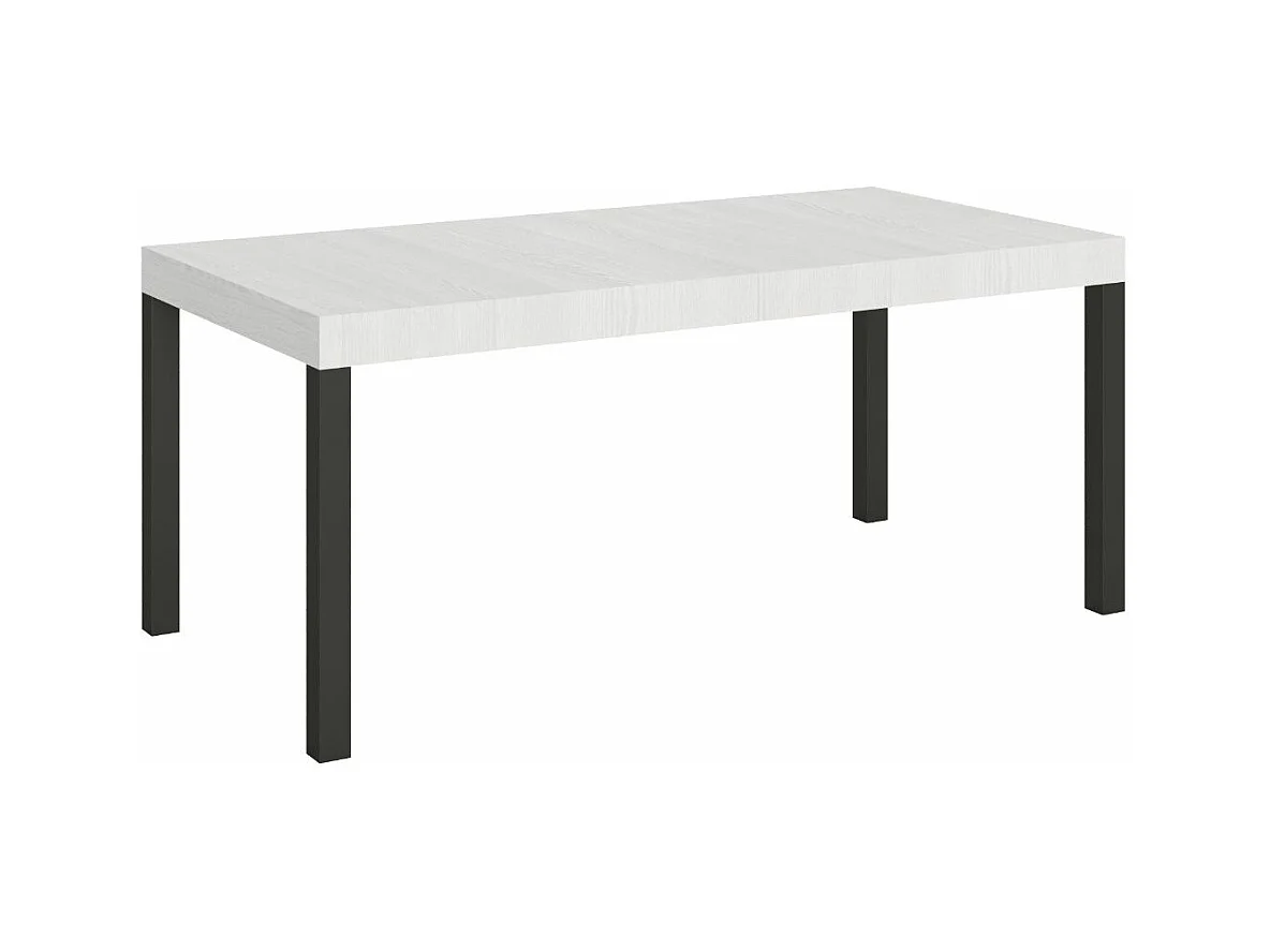 Mesa de comedor extensible Karry-Color Blanco-Base y soporte con ruedas-Ancho extensible