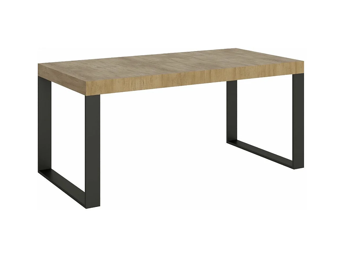Tiroz uitschuifbare eettafel-Kleur Natuurlijk-Steun 4 voet-Verlengsnoeren -Uitschuifbare breedte