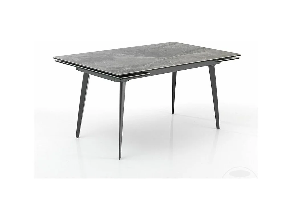 Table extensible acier et verre trempé Mamadi L 140-170-200cm