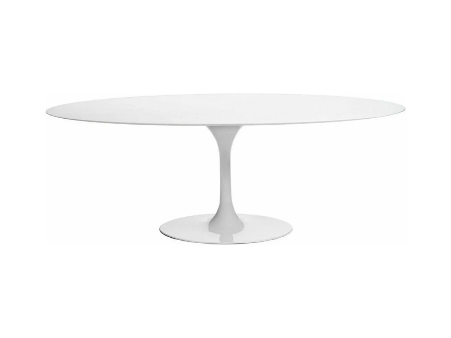 Table tulipe ovale extensible-Plateau Noir mat-Largeur 170/230 cm-Piètement Noir brillant