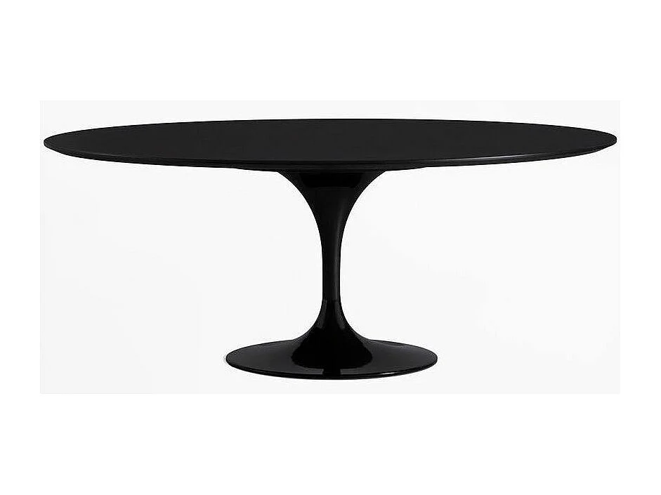 Mesa tulipán oval extensible 160/220 cm negro mate-Color de la bandeja Negro mate-Anchura 170/230 cm-Color de los pies Negro brillante