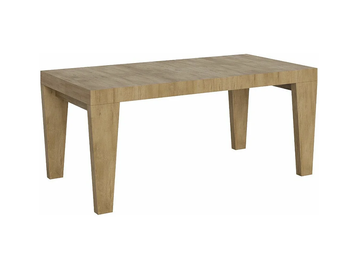 Mesa de comedor extensible de madera Kristo patas en V-Color Natural-Soporte 4 pies-Alargaderas -Ancho extensible