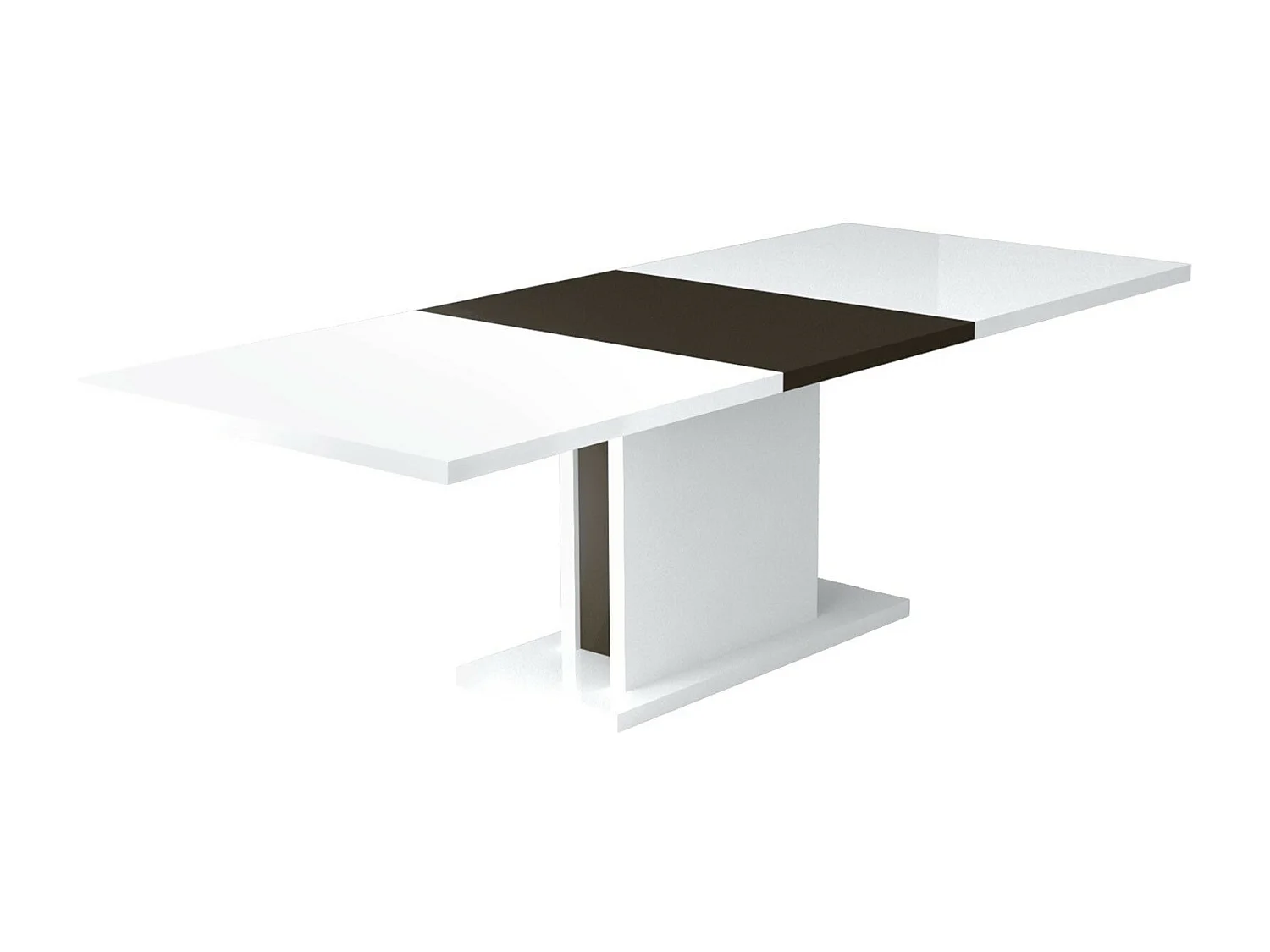 Table rectangulaire à rallonge bois laqué blanc et noir Koyd 180-225cm