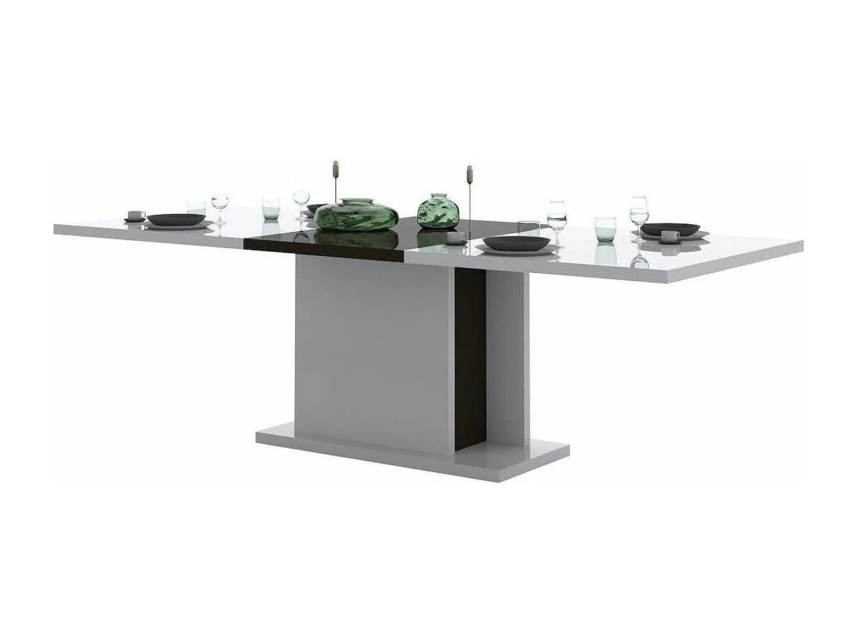 Table rectangulaire à rallonge bois laqué blanc et noir Koyd 180-225cm