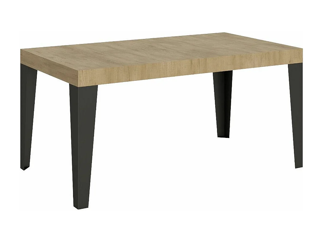 Mesa de comedor extensible Flavio-Color Natural-Soporte 4 pies-Alargaderas -Ancho extensible