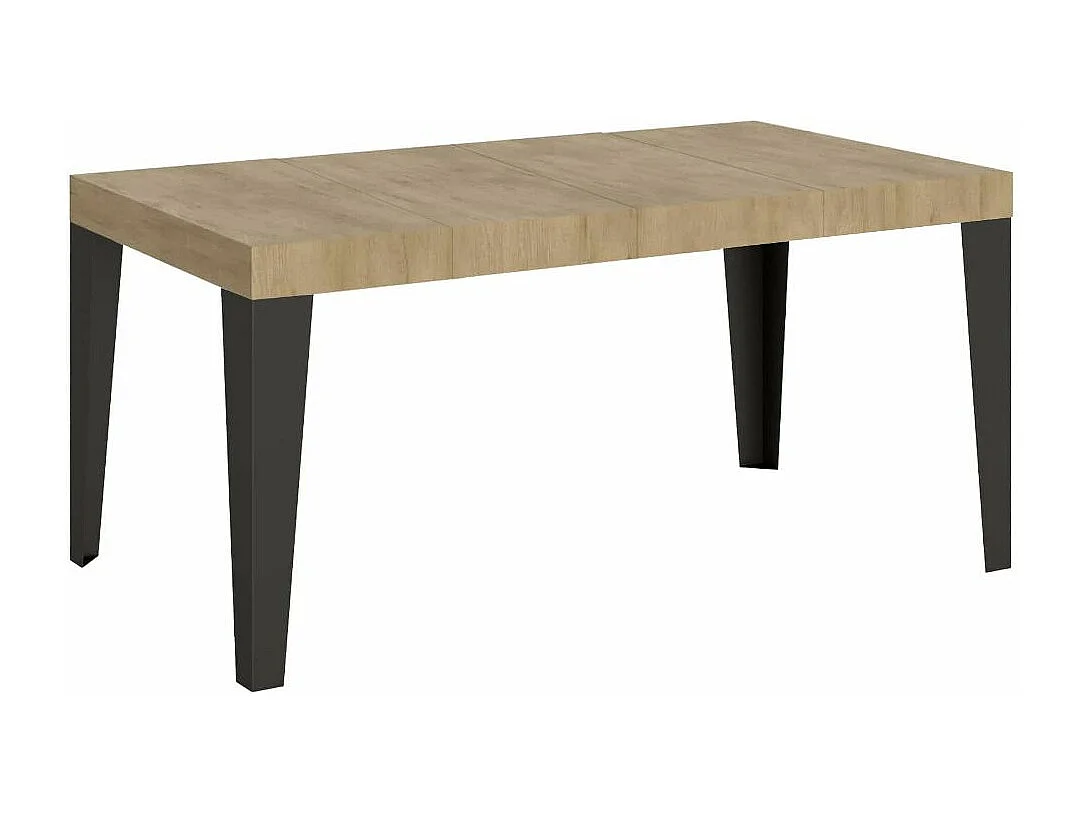 Mesa de comedor extensible Flavio-Color Natural-Soporte 4 pies-Alargaderas -Ancho extensible
