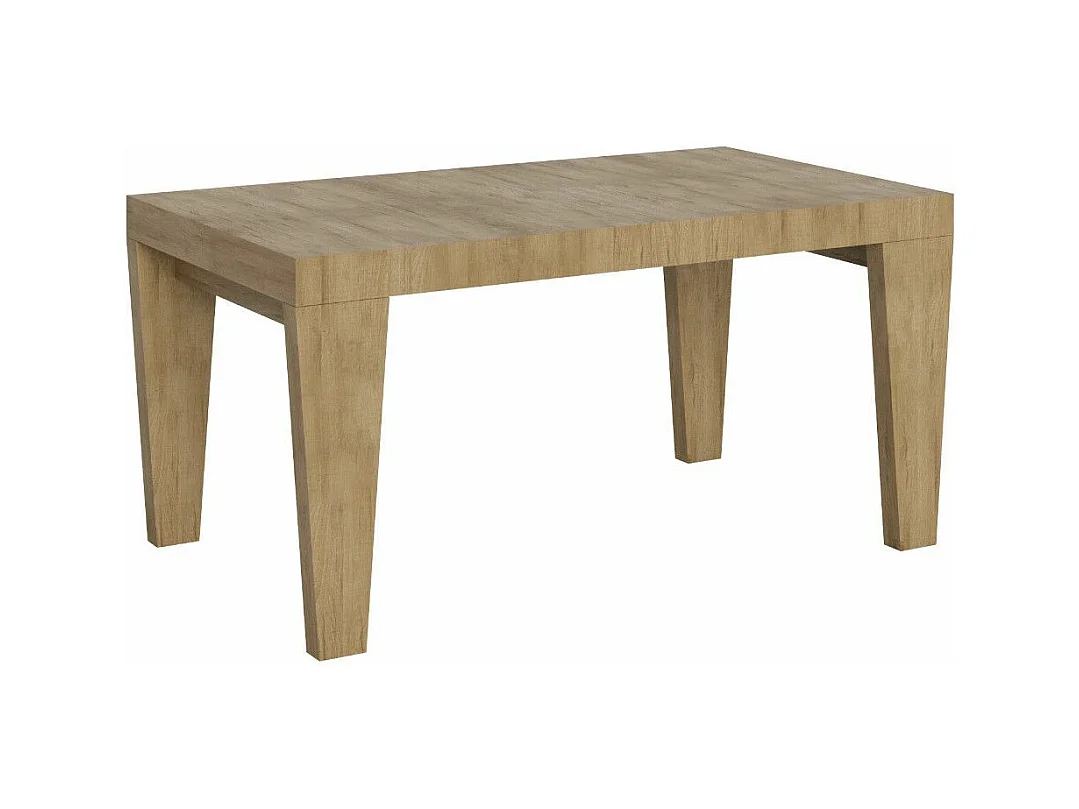 Table à manger extensible bois pieds en V Kristo-Couleur Naturel-4 pieds-2 rallonges épaisses-130 à 234cm