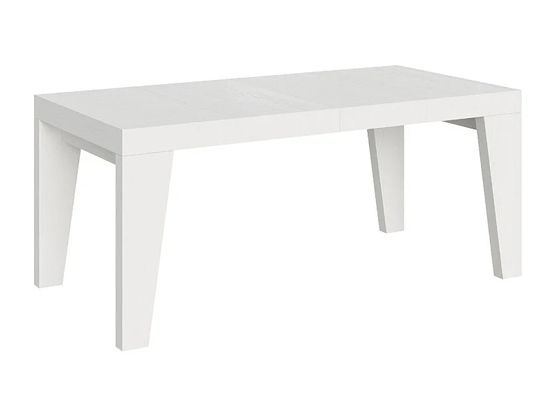 Table à manger extensible bois Naxo-Couleur Blanc-4 pieds-2 rallonges fines-180 à 284cm