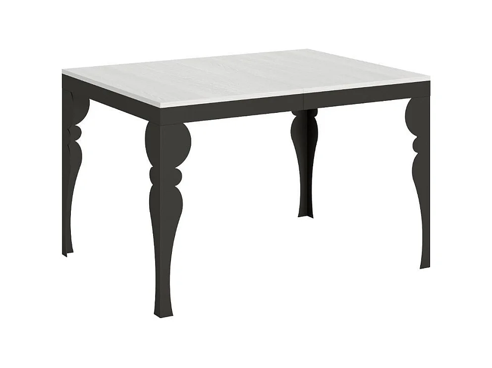 Table extensible pieds acier anthracite Torza evolution-Couleur Blanc-4 pieds-120 à 224cm