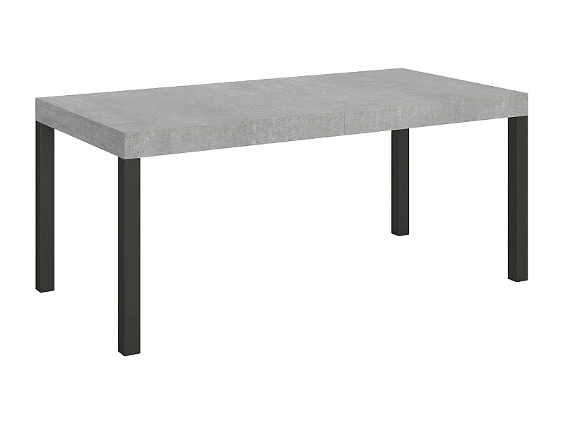 Table à manger extensible Karry-Couleur Gris ciment-Sur roulettes-180 à 284cm