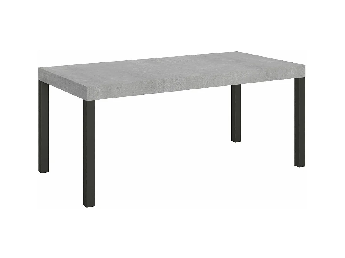 Table à manger extensible Karry-Couleur Gris ciment-Sur roulettes-180 à 284cm