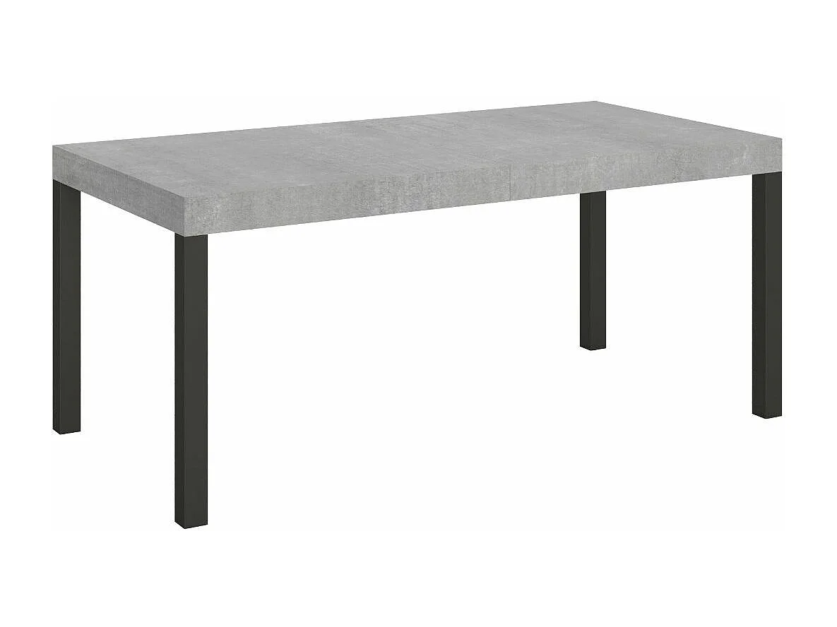 Table à manger extensible Karry-Couleur Gris ciment-Sur roulettes-180 à 284cm